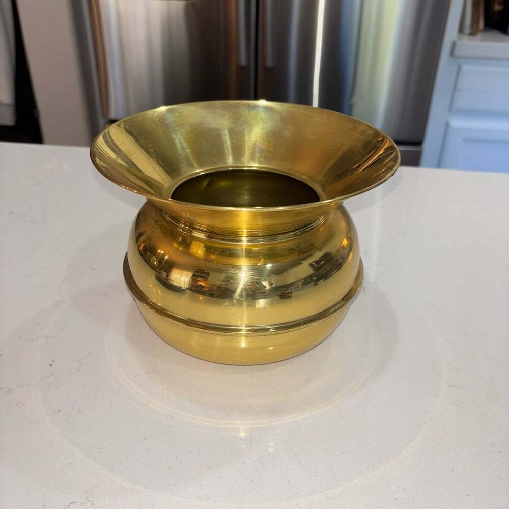 Vintage IMC Solid Brass Spittoon Vase Planter Made In Korea